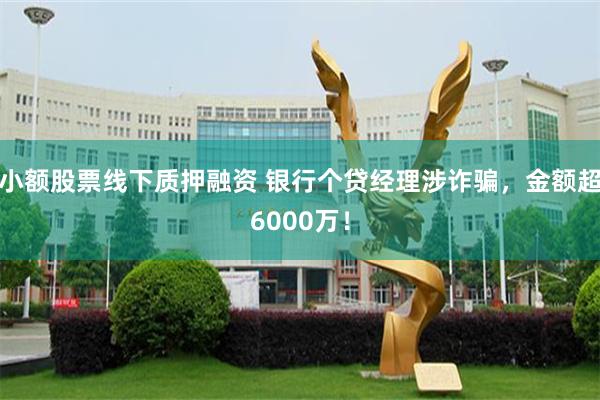 小额股票线下质押融资 银行个贷经理涉诈骗，金额超6000万！