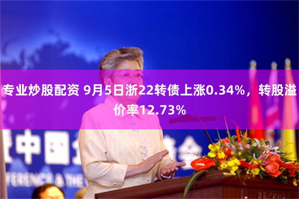 专业炒股配资 9月5日浙22转债上涨0.34%，转股溢价率12.73%